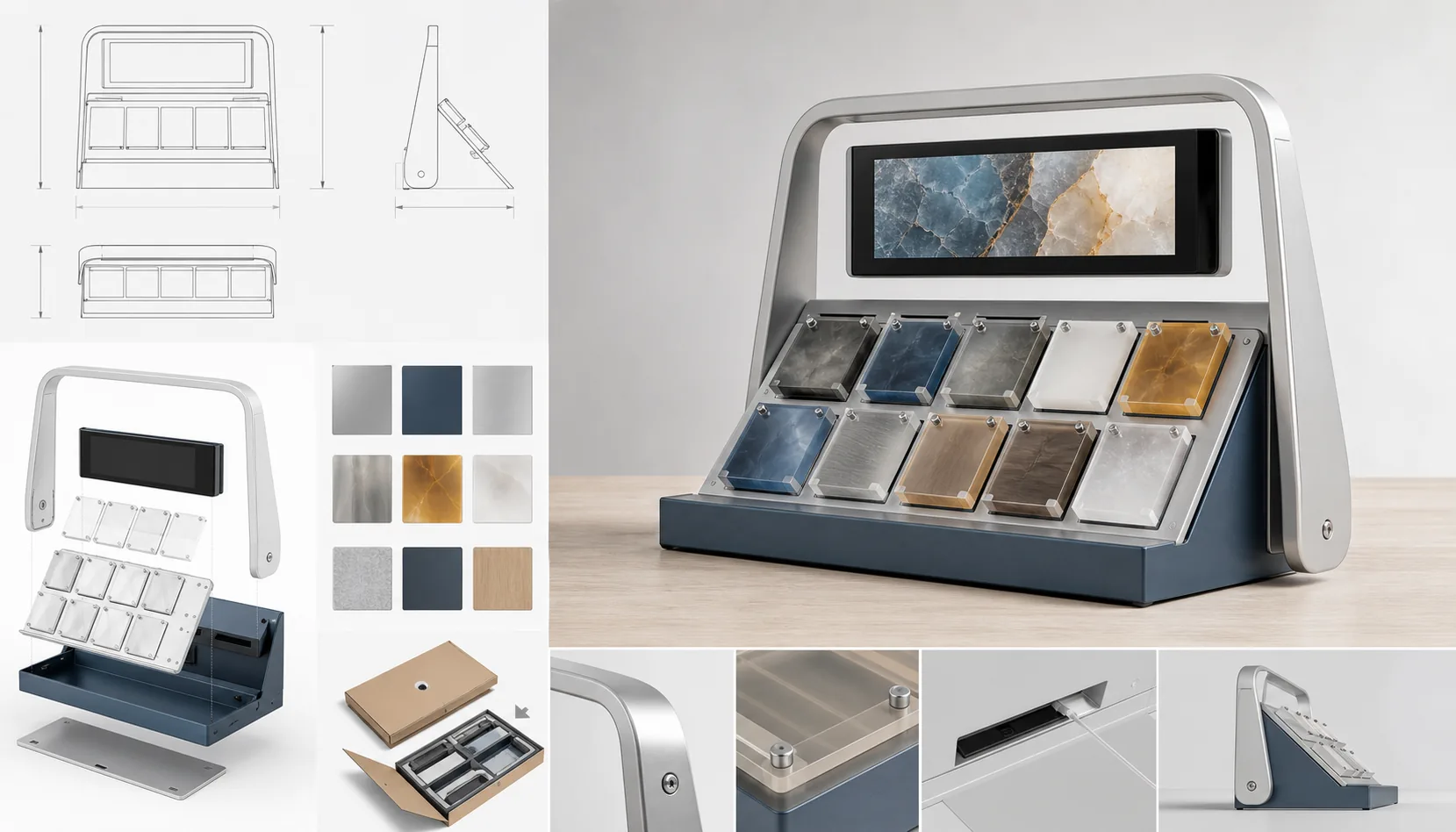 Concept board for a fictional interactive material story display