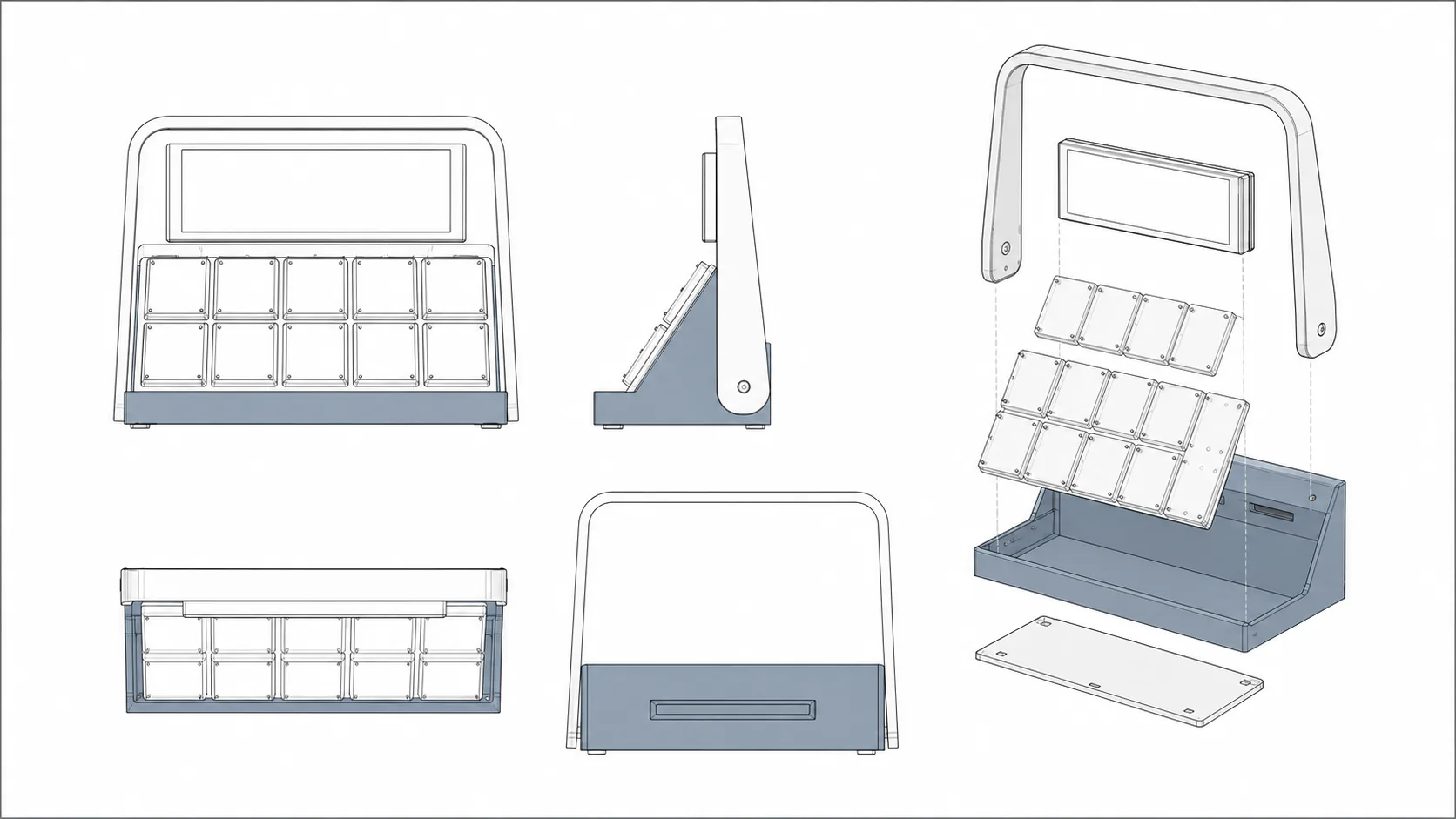 Basic drawing views of a fictional material story display