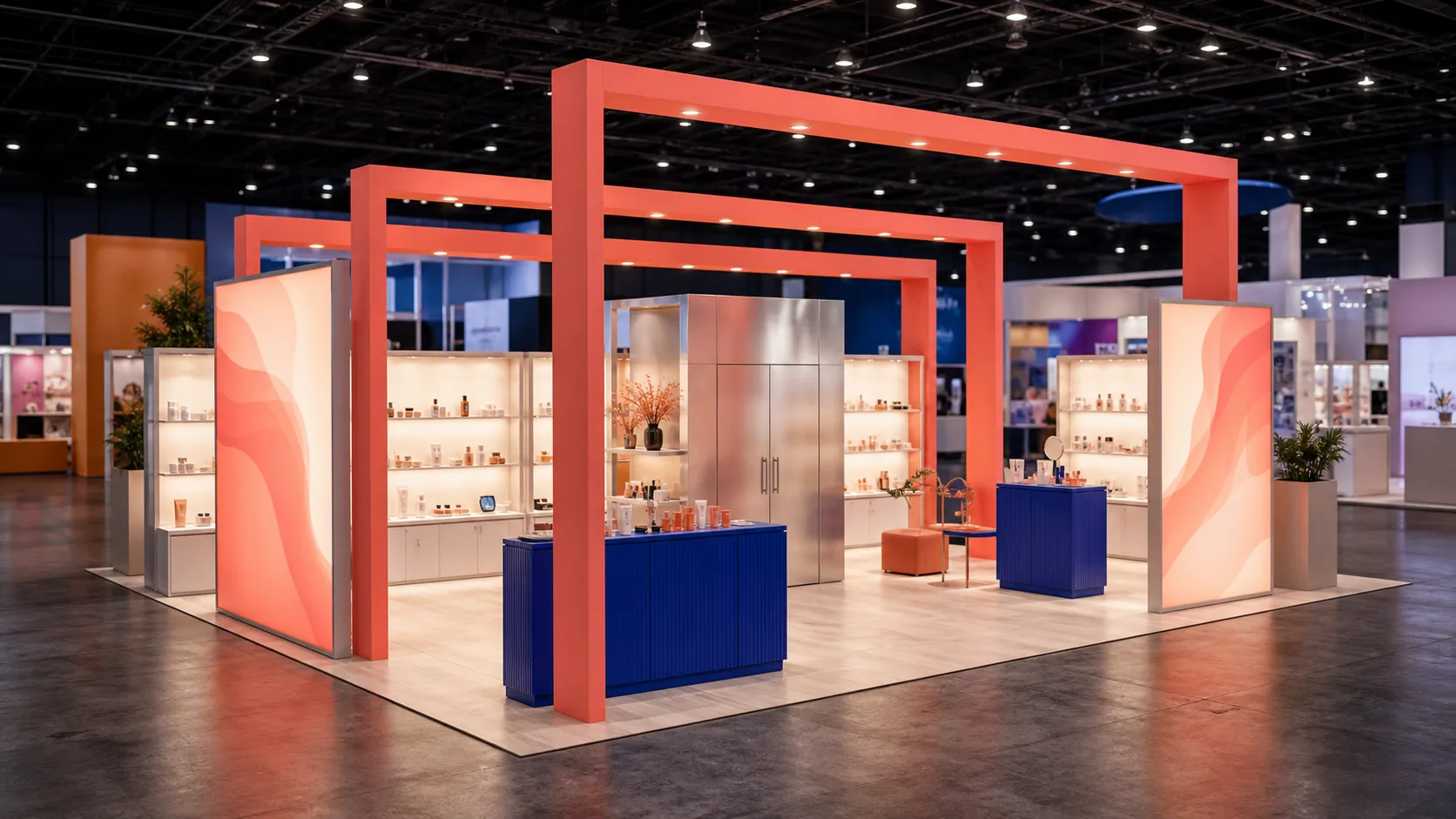 Concept rendering of a fictional modular beauty trade show booth