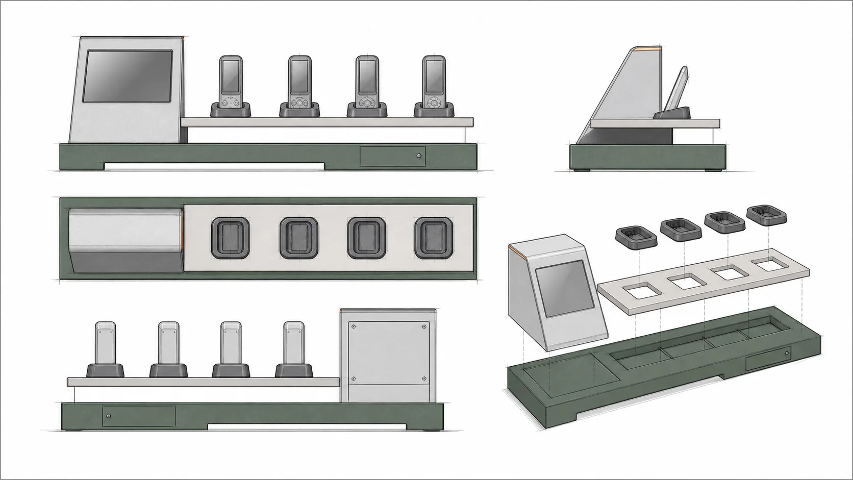 Public-safe basic drawing views for a fictional device display