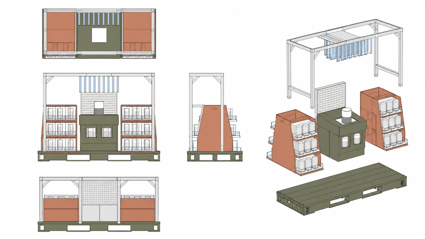 Public-safe basic drawings for a fictional pallet display