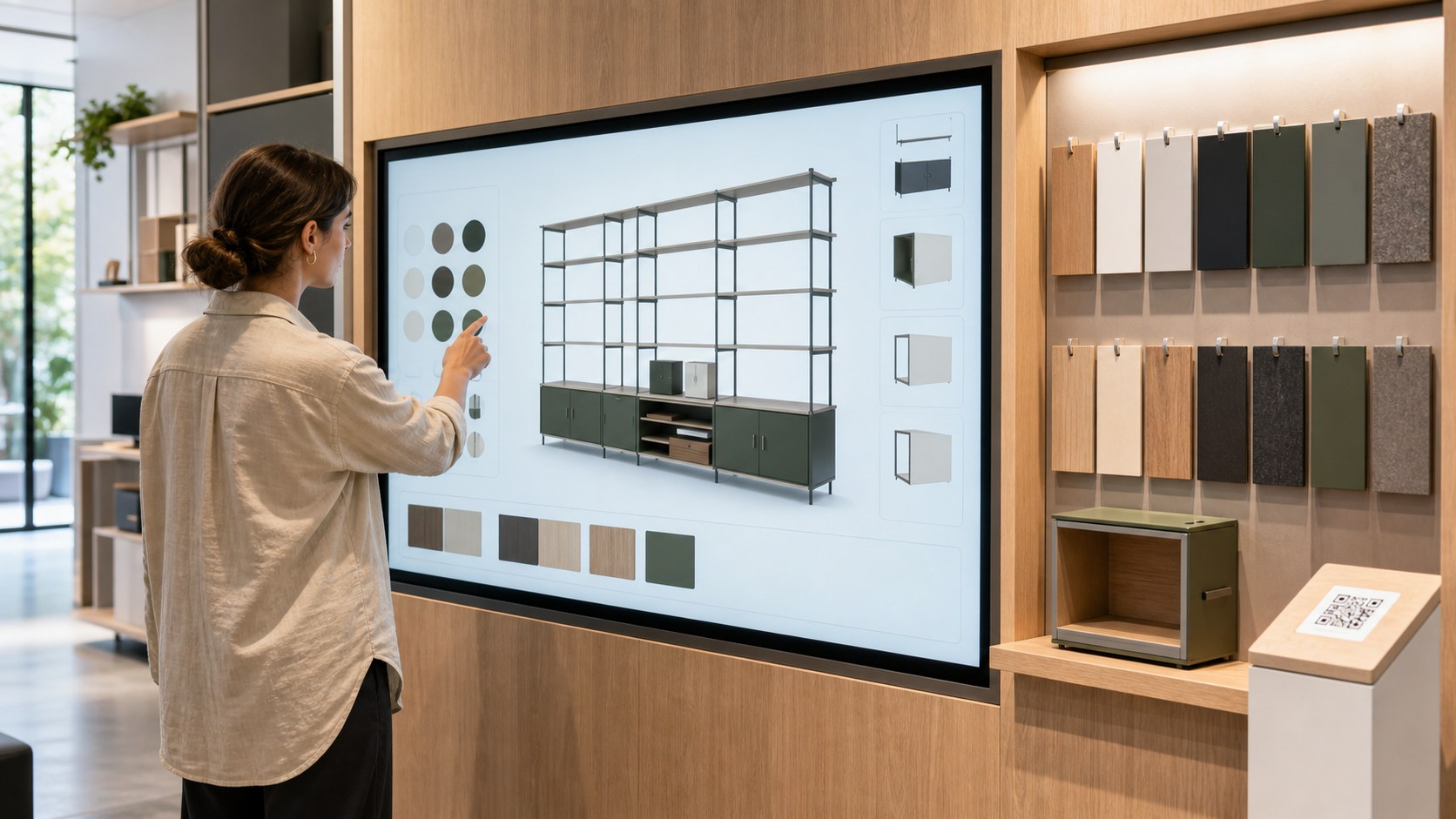 Representative home organization launch bay suitable for a large-format 3D configurator